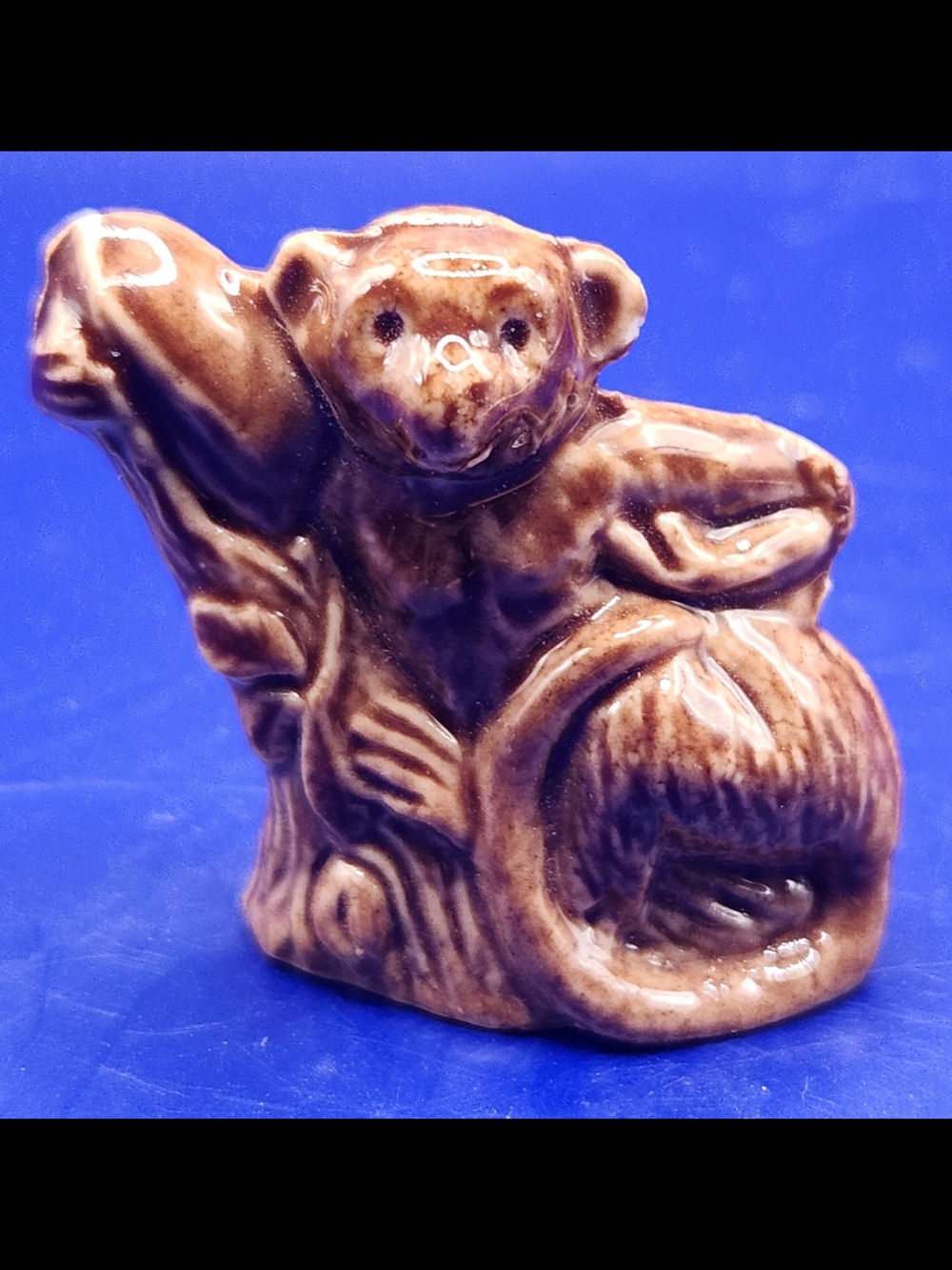 Vintage Wade Whimsie Small Brown Ceramic Monkey Figurine